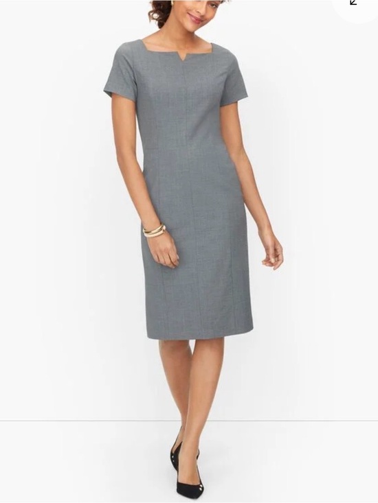Talbots Dresses & Skirts - TALBOTS Career Travel Worship Luxe Wool Sht. SLV Grey Box Pleat Sheath Dress 16W